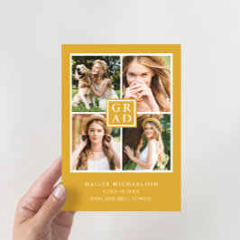 Invitación Partido de Graduación del Collage de fotos Amarill