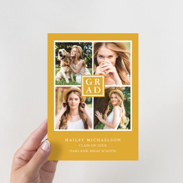 Invitación Partido de Graduación del Collage de fotos Amarill (Subido por el creador)
