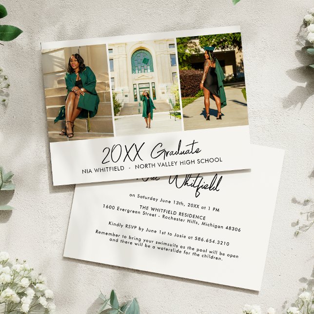 Invitación Partido de Graduación del Collage de fotos Minimal (Subido por el creador)