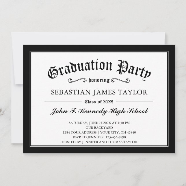 Invitación Partido de Graduación del Estilo del Diploma Blanc (Anverso)