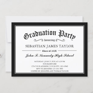 Invitación Partido de Graduación del Estilo del Diploma Blanc