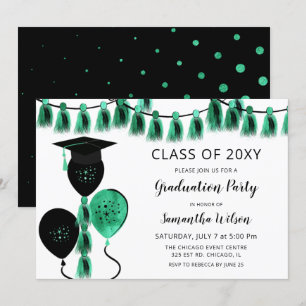 Invitación Partido de Graduación del Gorra de los Globos Verd