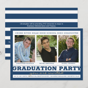 Invitación Partido de Graduación del Grupo Tres Foto Azul