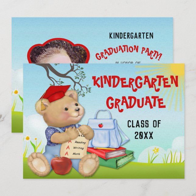 Invitación Partido de Graduación del Jardín de Niños Teddy Be (Anverso / Reverso)