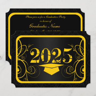 Invitación Partido de Graduación del Marco Amarillo y Negro