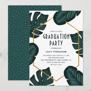 Invitación Partido de Graduación del Marco de Hojas Tropicale