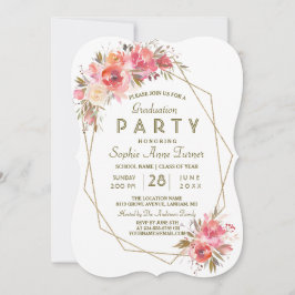Invitación Partido de Graduación del Marco del Purpurina Flor