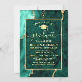 Invitación Partido de Graduación del Mármol Verde de oro mode