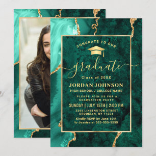 Invitación Partido de Graduación del Mármol Verde de oro mode