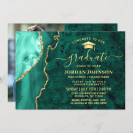 Invitación Partido de Graduación del Mármol Verde de oro mode