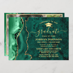 Invitación Partido de Graduación del Mármol Verde de oro mode
