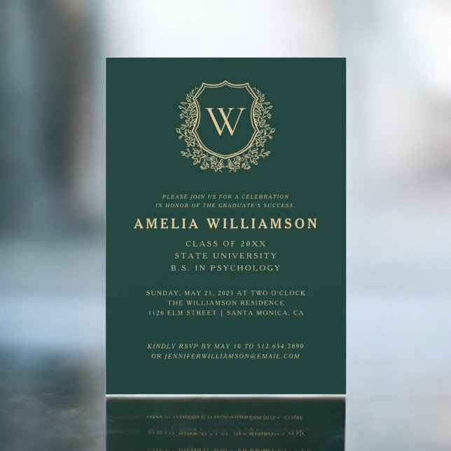 Invitación Partido de Graduación del Monograma del Escudo de  (Subido por el creador)