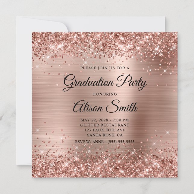 Invitación Partido de Graduación del Monograma Rosa Purpurino (Anverso)