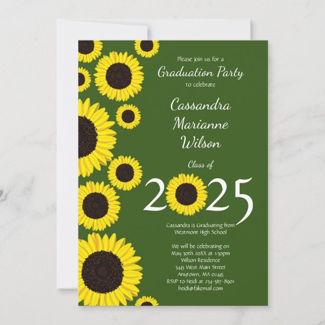 Invitación Partido de Graduación del País Sunflowers (Anverso)