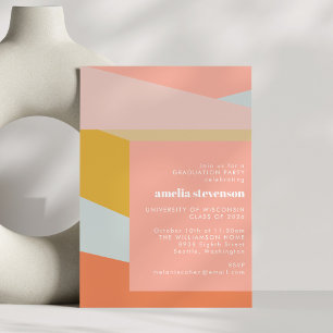 Invitación Partido de Graduación del Pastel Geométrico Modern