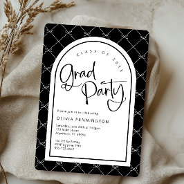 Invitación Partido de Graduación del Patrón de Black White Gi