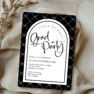 Invitación Partido de Graduación del Patrón de Black White Gi