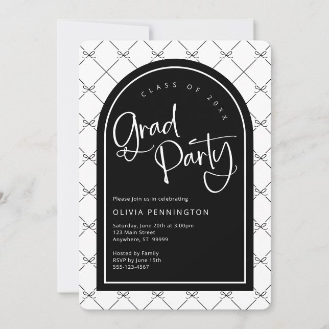 Invitación Partido de Graduación del Patrón de Black White Gi (Anverso)