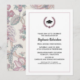 Invitación Partido de Graduación del Patrón Morado Floral