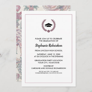 Invitación Partido de Graduación del Patrón Morado Floral