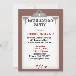 Invitación Partido de Graduación del Portapapeles de Enfermer