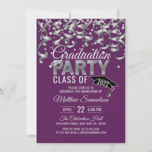 Invitación Partido de GRADUACIÓN del Purpurina de Plata Púrpu