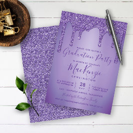 Invitación Partido de Graduación del Purpurina Purple Sparkle