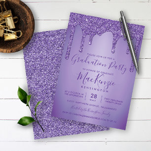 Invitación Partido de Graduación del Purpurina Purple Sparkle