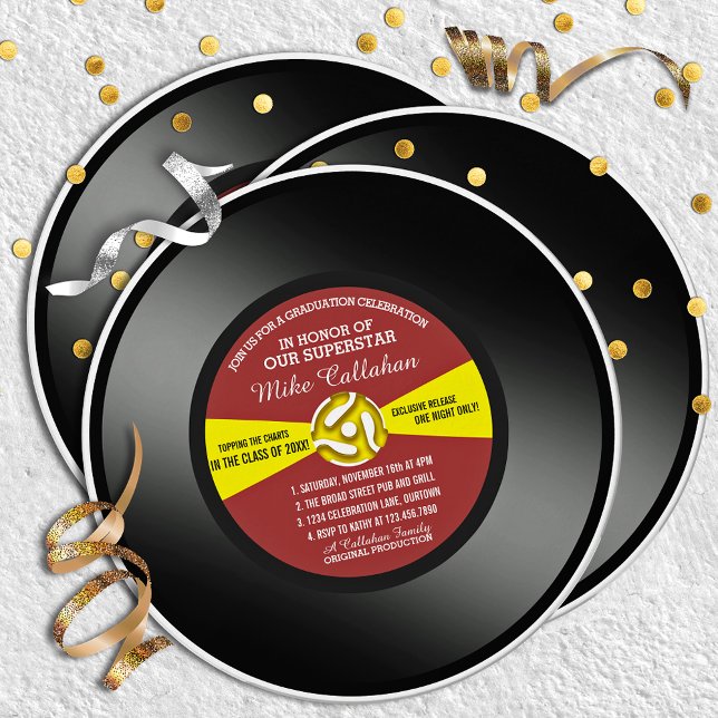 Invitación Partido de Graduación del Registro del Vinilo 45 d (Subido por el creador)