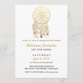 Invitación Partido de Graduación del Relieve metalizado dorad