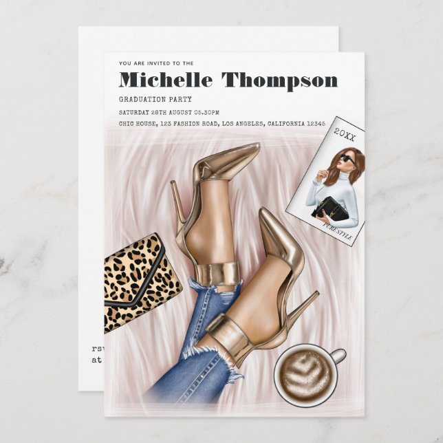 Invitación Partido de Graduación del Show de Oro de la Moda G (Anverso / Reverso)