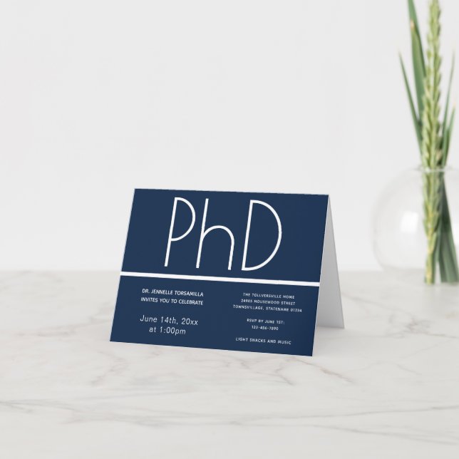 Invitación Partido de Graduación Doble Azul Blanco Azul grado (Anverso)
