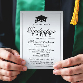 Invitación Partido de Graduación - Elegante apariencia metáli