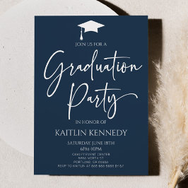 Invitación Partido de Graduación Elegante Azul de la Marina m