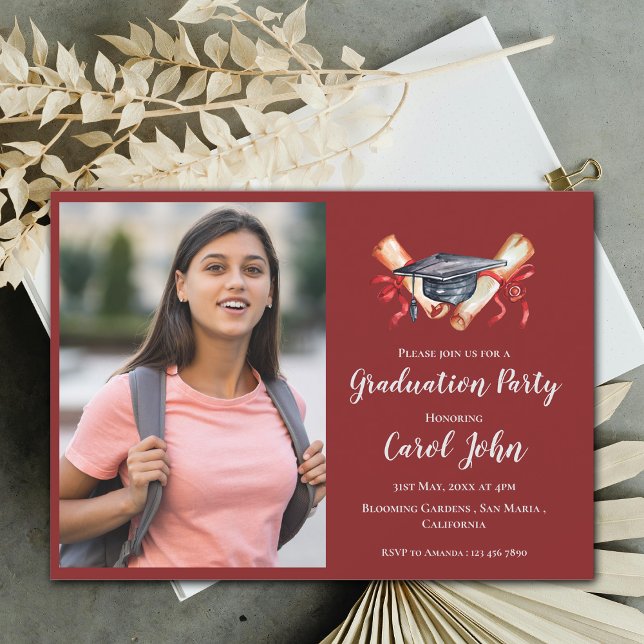 Invitación Partido de Graduación Elegante de Foto Grad 2025 (2025 Grad Photo Elegant Graduation Party Invitation)