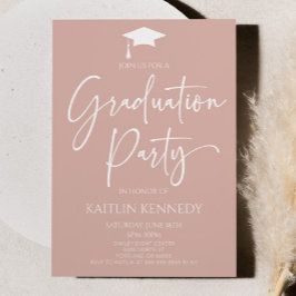 Invitación Partido de Graduación Elegante Rosa de Rubor minim