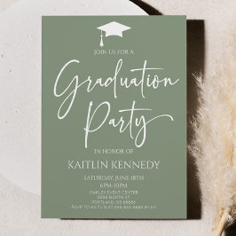 Invitación Partido de Graduación Elegante Verde Masaje minima