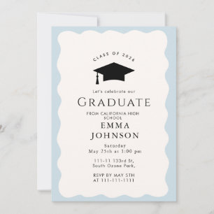 Invitación Partido de Graduación Elegante Vintage Azul Blanco