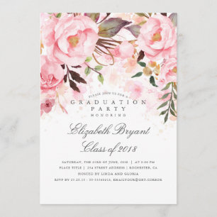 Invitación Partido de Graduación Elegante y Moderno con Flore