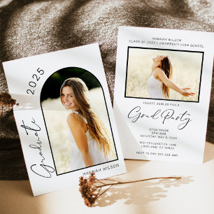 Invitación Partido de Graduación en Blanco y Negro del Arco M