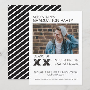Invitación Partido de Graduación en franja blanca y negra