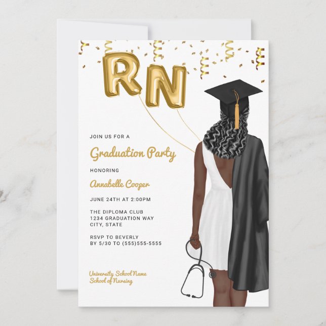 Invitación Partido de Graduación Escolar de Enfermería Retrat (Anverso)
