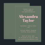 Invitación Partido de Graduación Estética de la Cuta Verde Re<br><div class="desc">Invitación a la fiesta de graduación estética del plato verde rosa retro personalizado</div>