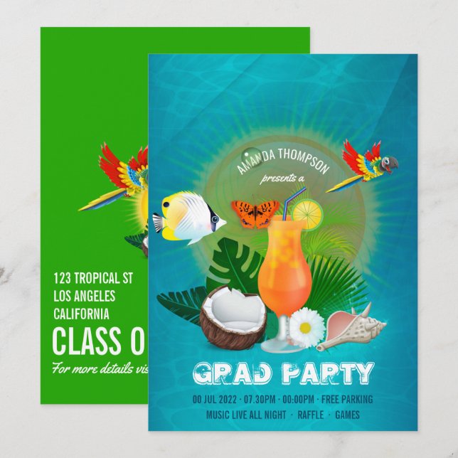 Invitación Partido de Graduación Exótica de Guay (Anverso / Reverso)