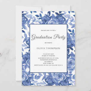 Invitación Partido de Graduación Floral Azul