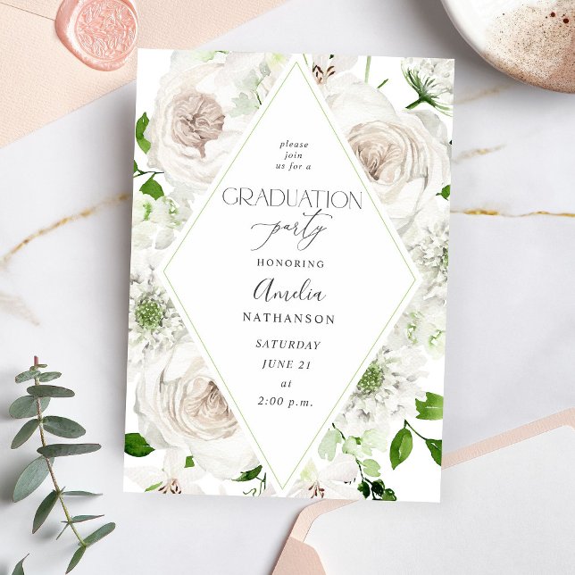 Invitación Partido de Graduación Floral Blanca (Subido por el creador)