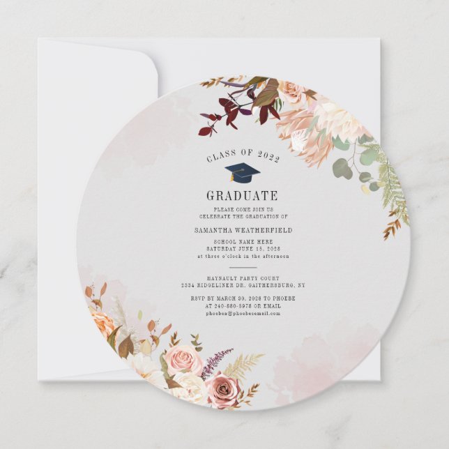 Invitación Partido de Graduación Floral de Acuarela Grad 2025 (Anverso)