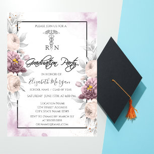 Invitación Partido de Graduación Floral de Enfermeras RN Flor
