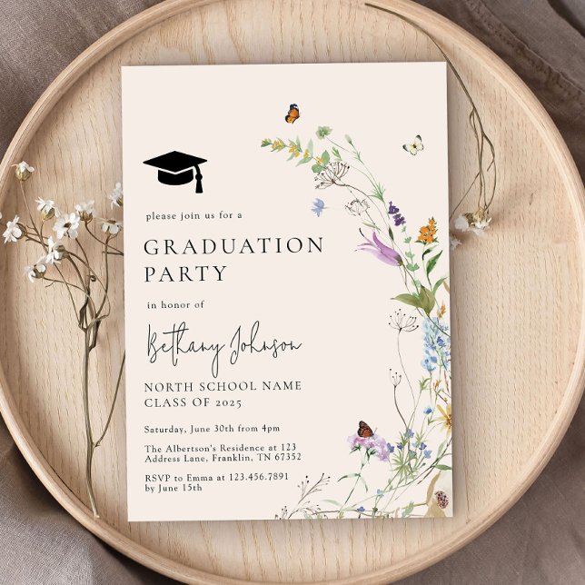 Invitación Partido de Graduación Floral de Flor Silvestre Boh (Subido por el creador)