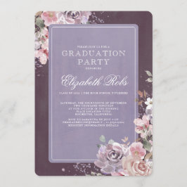 Invitación Partido de Graduación Floral de Mauve Plum Lilac V